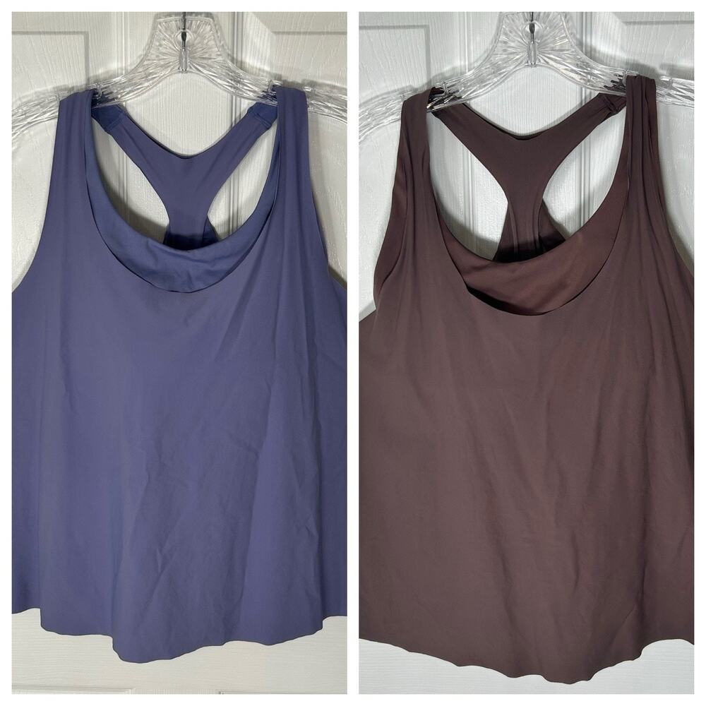 Athleta Ultimate 2 in 1 Built In Sports Bra Tank Size M Lot of 2 Purple & Brown